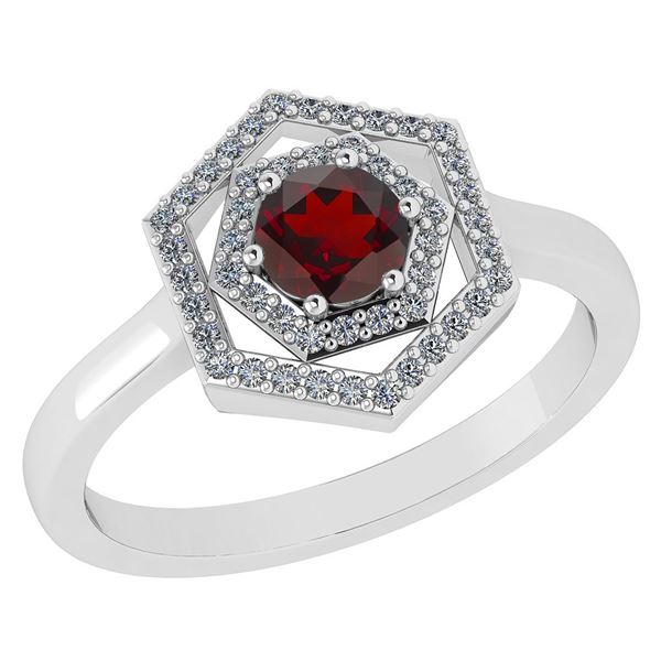 Certified 0.69 Ctw Garnet And Diamond 14k White Gold Ha