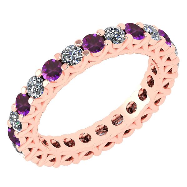 Certified 1.61 Ctw Amethyst And Diamond 18K Rose Gold H