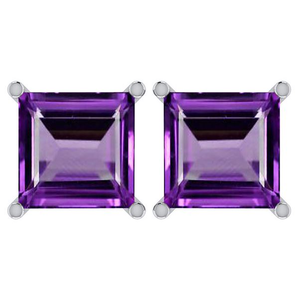 Certified 11.24 Ctw Genuine Amethyst 14K White Gold Stu