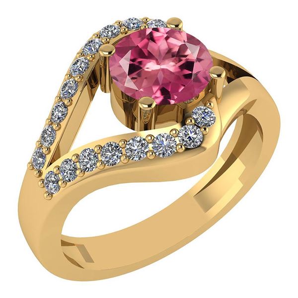 Certified 1.04 Ctw Pink Tourmaline And Diamond Wedding/