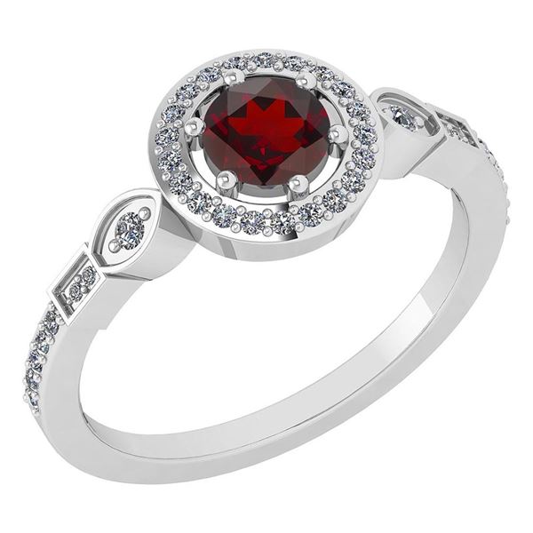 Certified 0.65 Ctw Garnet And Diamond Platinum Gold Hal