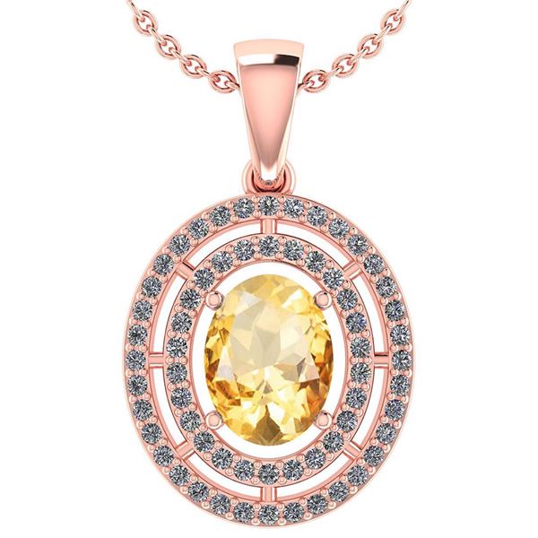 Certified 1.56 CTW Citrine And Diamond 14k Rose Gold Ha