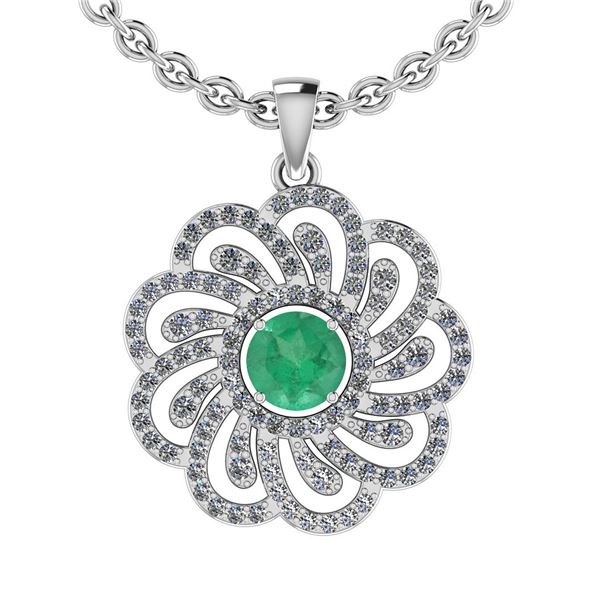 Certified 1.19 Ctw SI2/I1 Emerald And Diamond 14K White