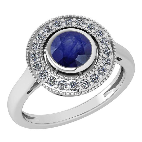 Certified 1.12 Ctw Blue Sapphire And Diamond Wedding/En