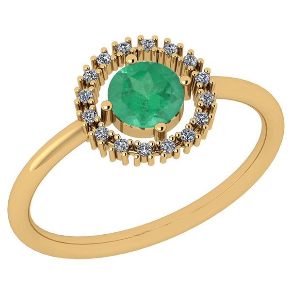 Certified 0.77 Ctw Emerald And Diamond SI1/SI2 14K Yell