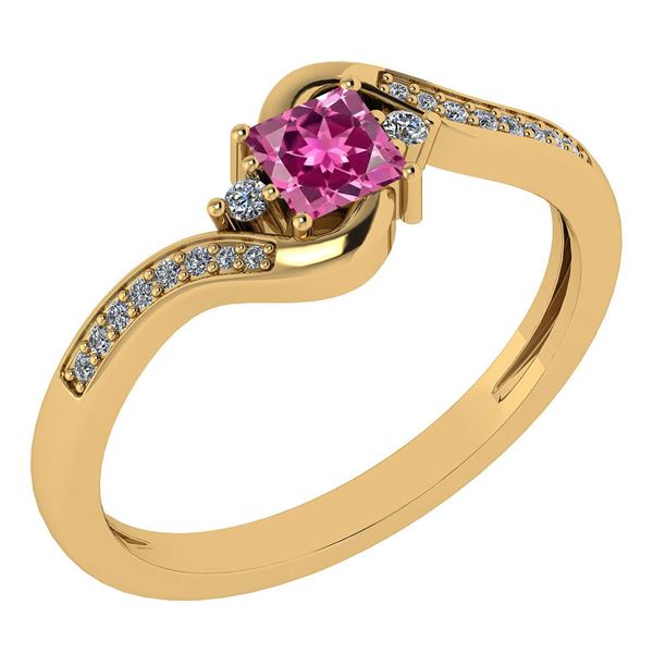 Certified 0.51 Ctw Pink Tourmaline And Diamond 14k Yell