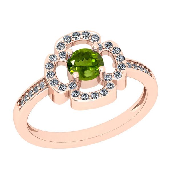 Certified 0.68 Ctw I2/I3 Peridot And Diamond 10K Rose G