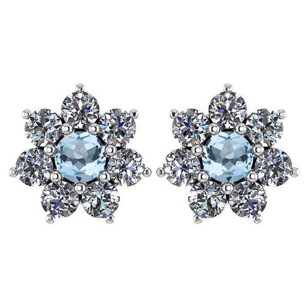 Certified 1.86 Ctw Aquamarine And Diamond 18K White Gol