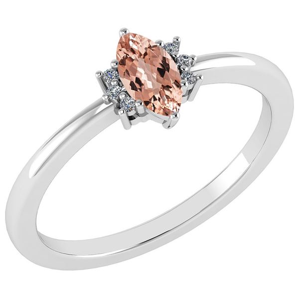 Certified 0.68 Ctw Morganite And Diamond VS/SI1 Ring 14