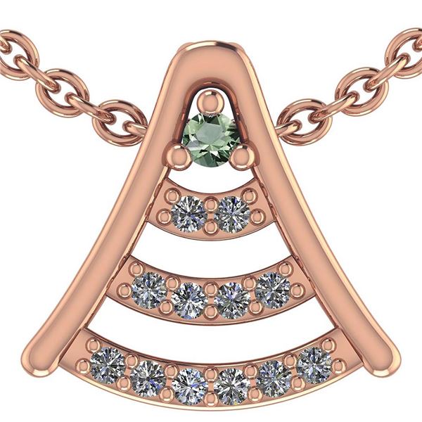 Certified 0.075 Ctw Green Amethyst And Diamond 14k Rose