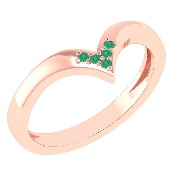 Certified 0.03Ctw Emerald And Diamond 14k Rose Gold Ban