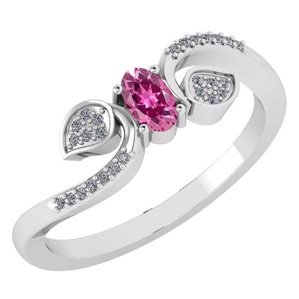Certified 0.28 CTW Pink Tourmaline And Diamond 14k Whit