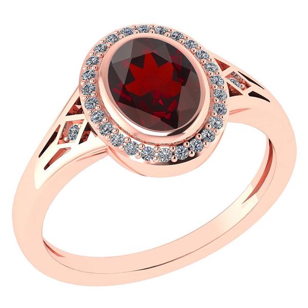 Certified 1.39 Ctw Garnet And Diamond 14k Rose Gold Hal