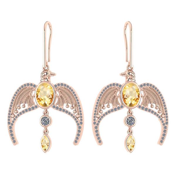 Certified 3.46 Ctw Citrine And Diamond Eagle Wire Hook