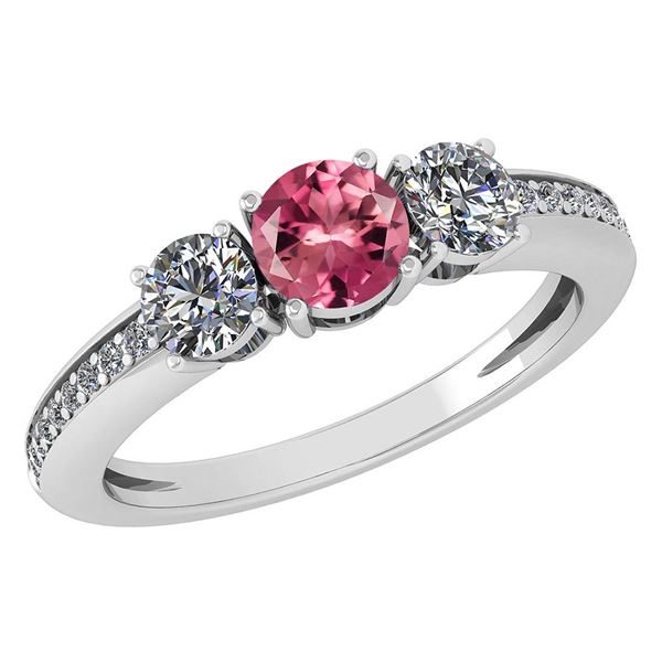 Certified 1.06 Ctw Pink Tourmaline And Diamond Wedding/