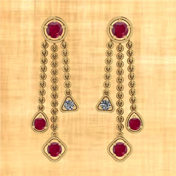 Certified 2.50 Ctw Ruby And Diamond VS/SI1 18k Yellow G