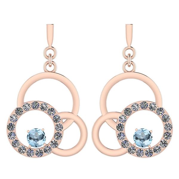 Certified 0.75 Ctw Blue Topaz And Diamond VS/SI1 Earrin