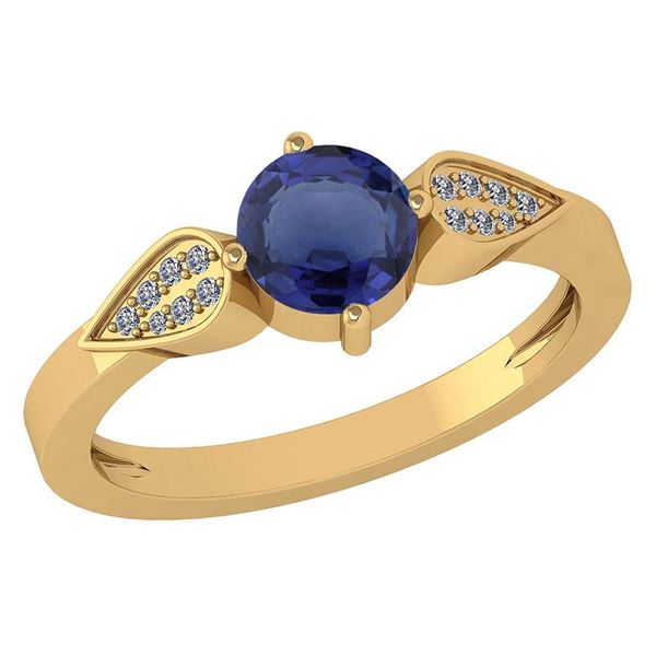 Certified 1.12 Ctw Blue Sapphire And Diamond 14k Yellow
