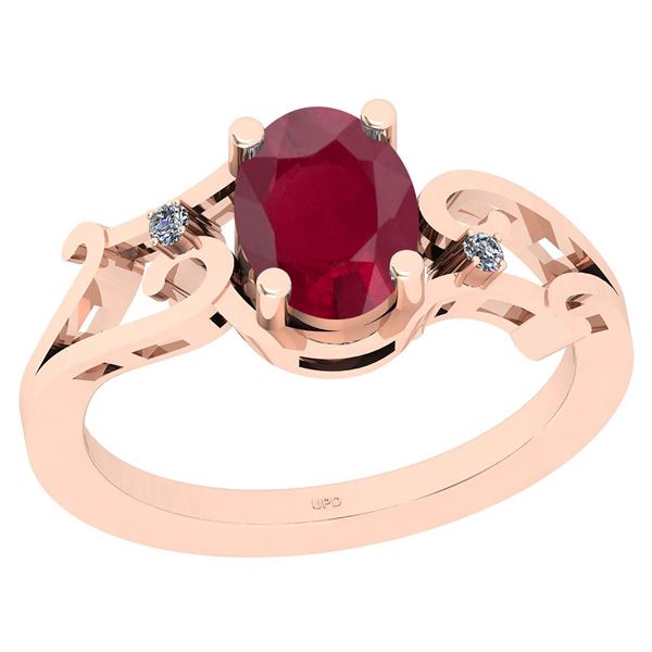 Certified 1.28 Ctw I2/I3 Ruby And Diamond 14K Rose Gold