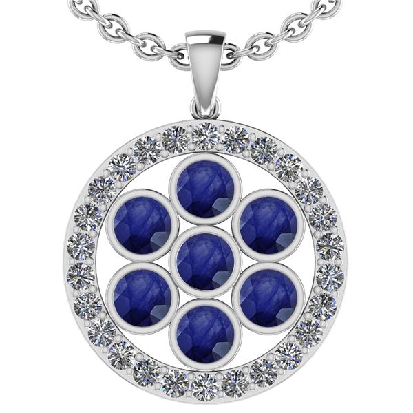 Certified 3.95 Ctw Blue Sapphire And Diamond VS/SI1 18k