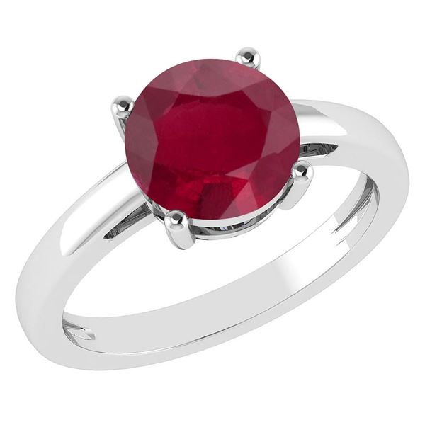 Certified 1.00Ctw Genuine Ruby 14k White Gold Halo Ring