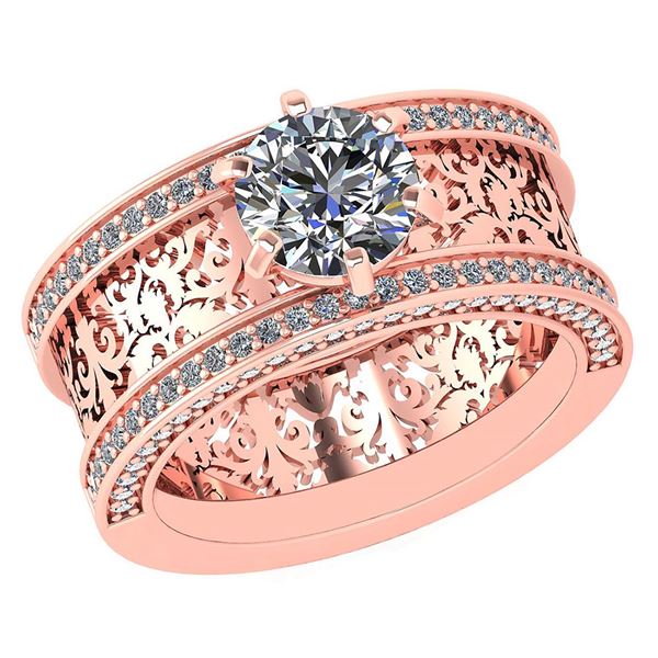 Certified 1.81 Ctw Diamond Wedding/Engagement 14K Rose