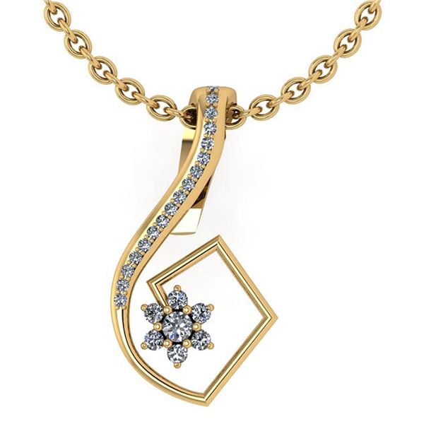 Certified 0.58 Ctw Diamond 14k Yellow Gold Halo Pendant