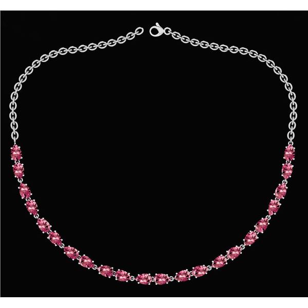 Certified 12.50 Ctw Pink Tourmaline Pear Shape Necklace