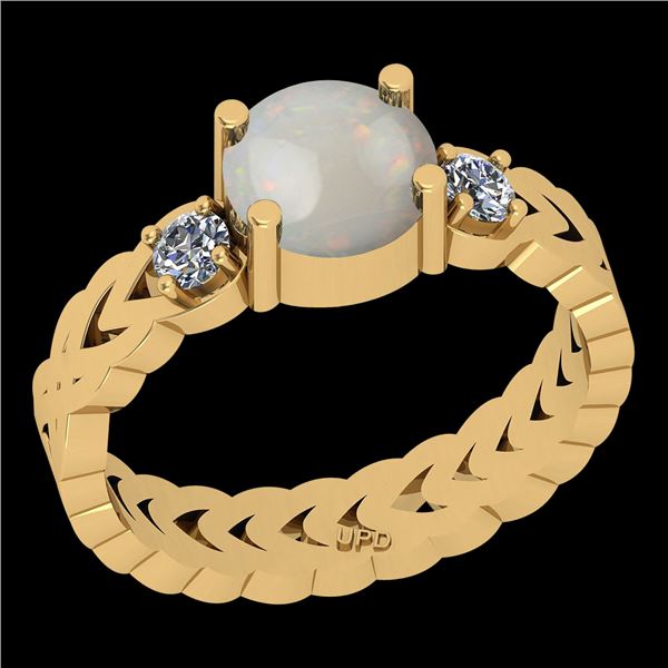 Certified 0.47 Ctw I2/I3 Opal And Diamond 10K Yellow Go