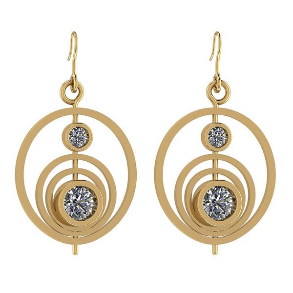 Certified 1.10 Ctw Diamond I1/I2 14K Yellow Gold Earrin