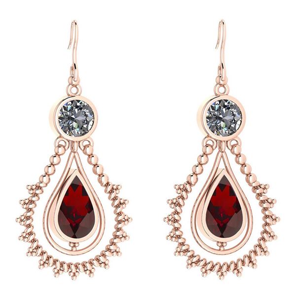 Certified 5.18 Ctw Garnet And Diamond SI2/I1 Dangling E