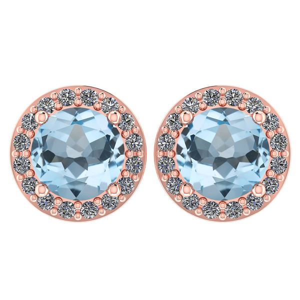 Certified 1.6 Ctw Aquamarine And Diamond 14k Rose Gold