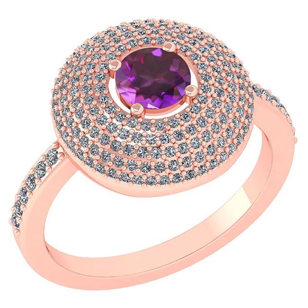 Certified 0.99 CTW Amethyst And Diamond 14k Rose Gold H