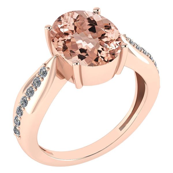 Certified 5.30 Ctw Morganite And Diamond VS/SI1 Ring 14
