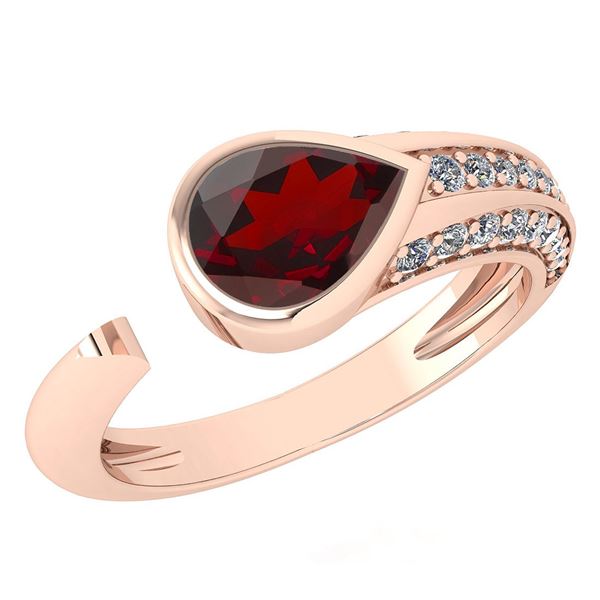 Certified 1.54 Ctw Garnet And Diamond VS/SI1 Ring 14K R