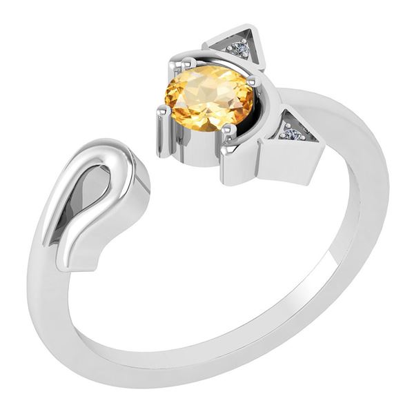 Certified 0.46 Ctw Citrine And Diamond VS/SI1 Ring 14K