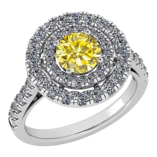Certified 1.99 Ctw Treated Fancy Yellow Diamond And Whi