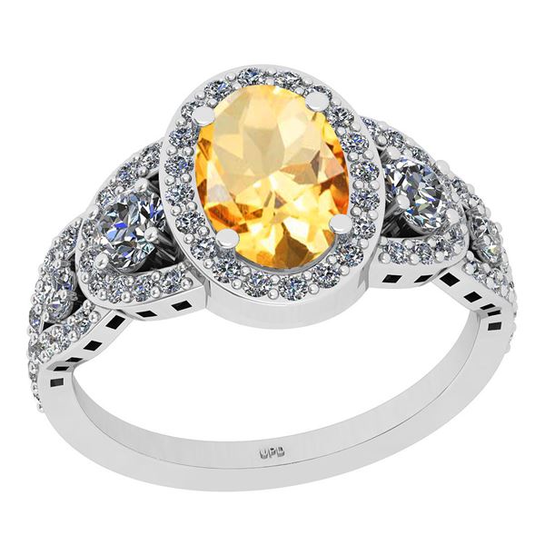 Certified 3.01 Ctw I2/I3 Citrine And Diamond 10K White