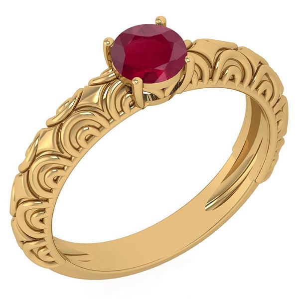 Certified 0.45 Ctw Ruby Solitaire Ring with Filigree Fo