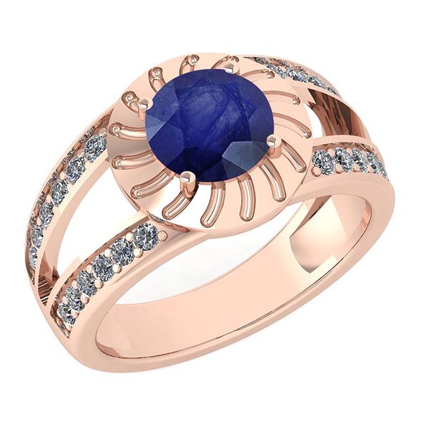 Certified 1.58 Ctw Blue Sapphire And Diamond Wedding/En