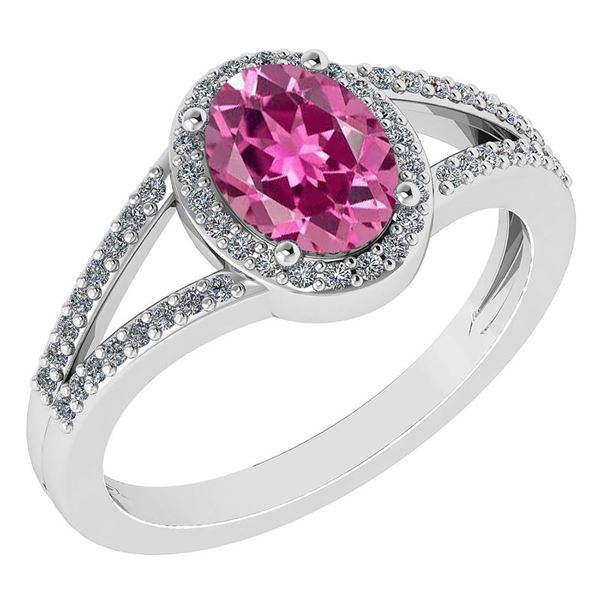 Certified 1.52 Ctw Pink Tourmaline And Diamond 14k Whit