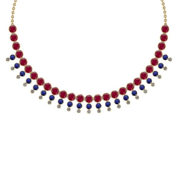 Certified 45.30 Ctw Ruby & Blue Sapphire And Diamond VS