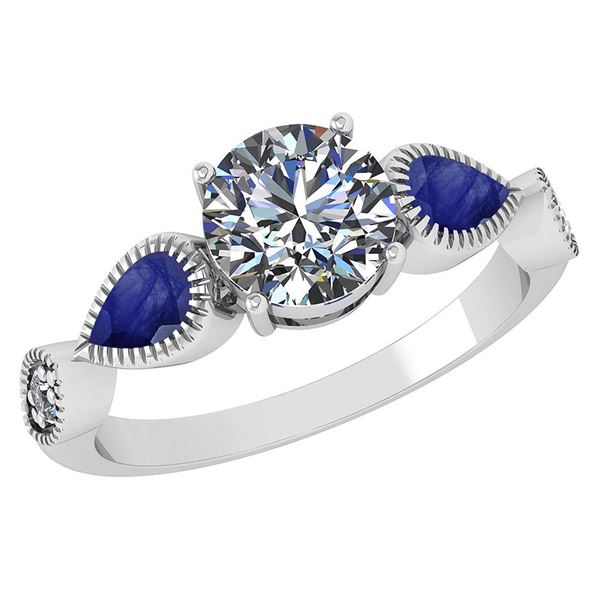 Certified 1.89 Ctw Blue Sapphire And Diamond Wedding/En