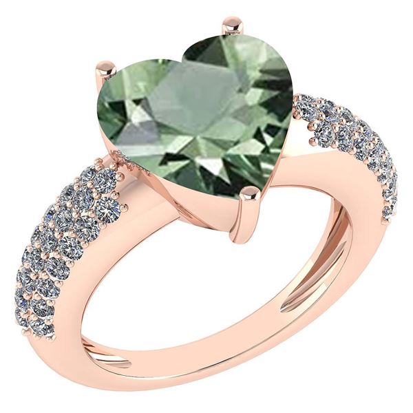 Certified 5.31 Ctw Green Amethyst And Diamond VS/SI1 Ri