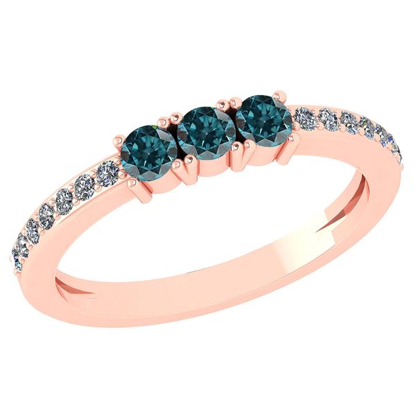 Certified 0.23 Ctw Fancy Blue Diamond 18k Rose Halo Gol