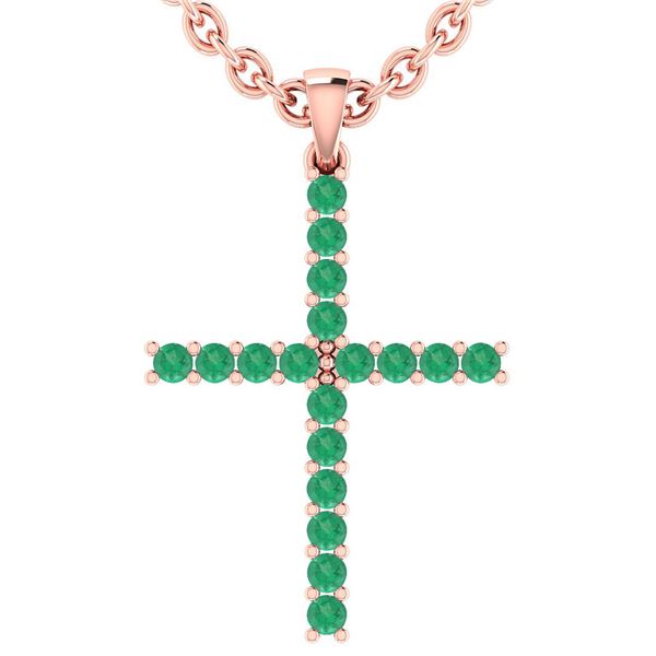 Certified 0.54 Ctw Emerlad 18k Rose Gold Pendant