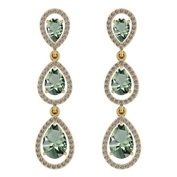 Certified 7.31 Ctw Green Amethyst And Diamond VS/SI1 Da