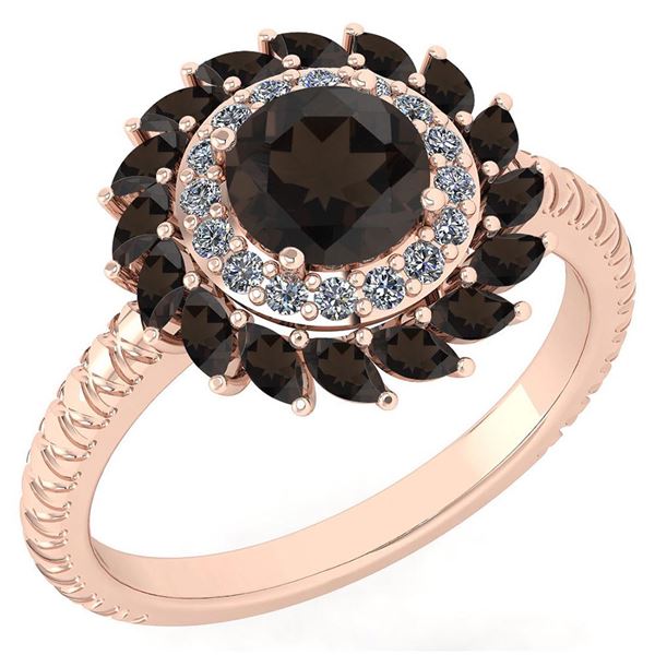 Certified 2.40 Ctw Smoky Quartz And Diamond VS/SI1 Halo