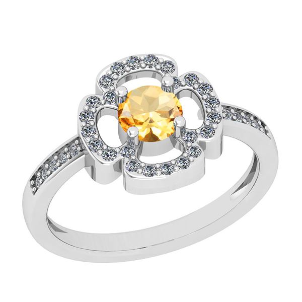 Certified 0.68 Ctw I2/I3 Citrine And Diamond 10K White