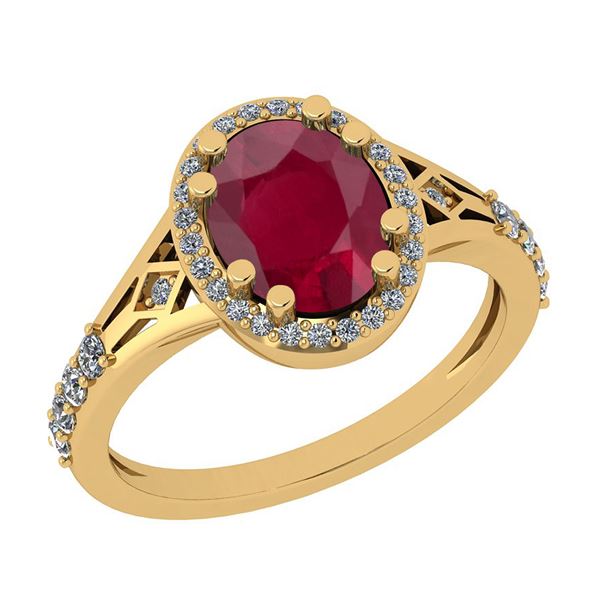 Certified 2.36 Ctw I2/I3 Ruby And Diamond 14K Yellow Go